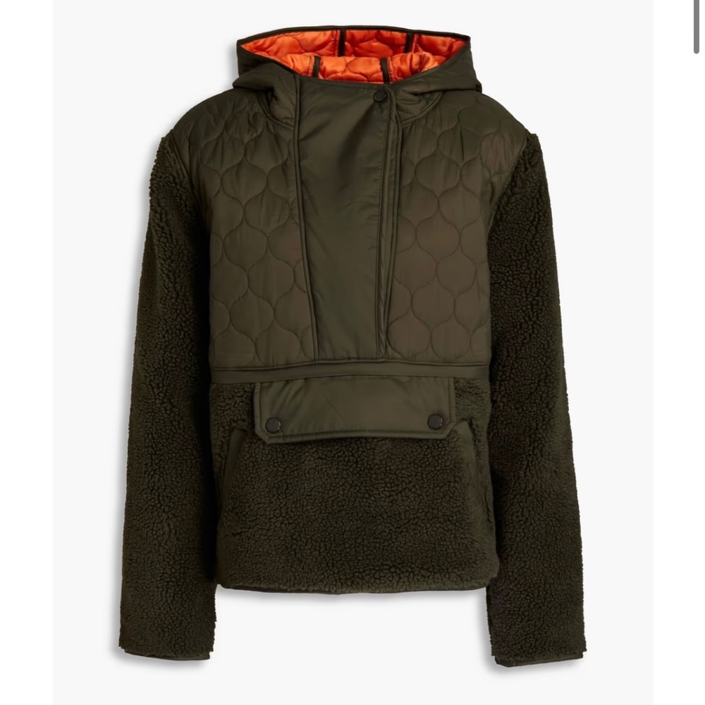 Veronica Beard Leo Sherpa Quilted Army Green Pullover Women's Sz XS NWT
